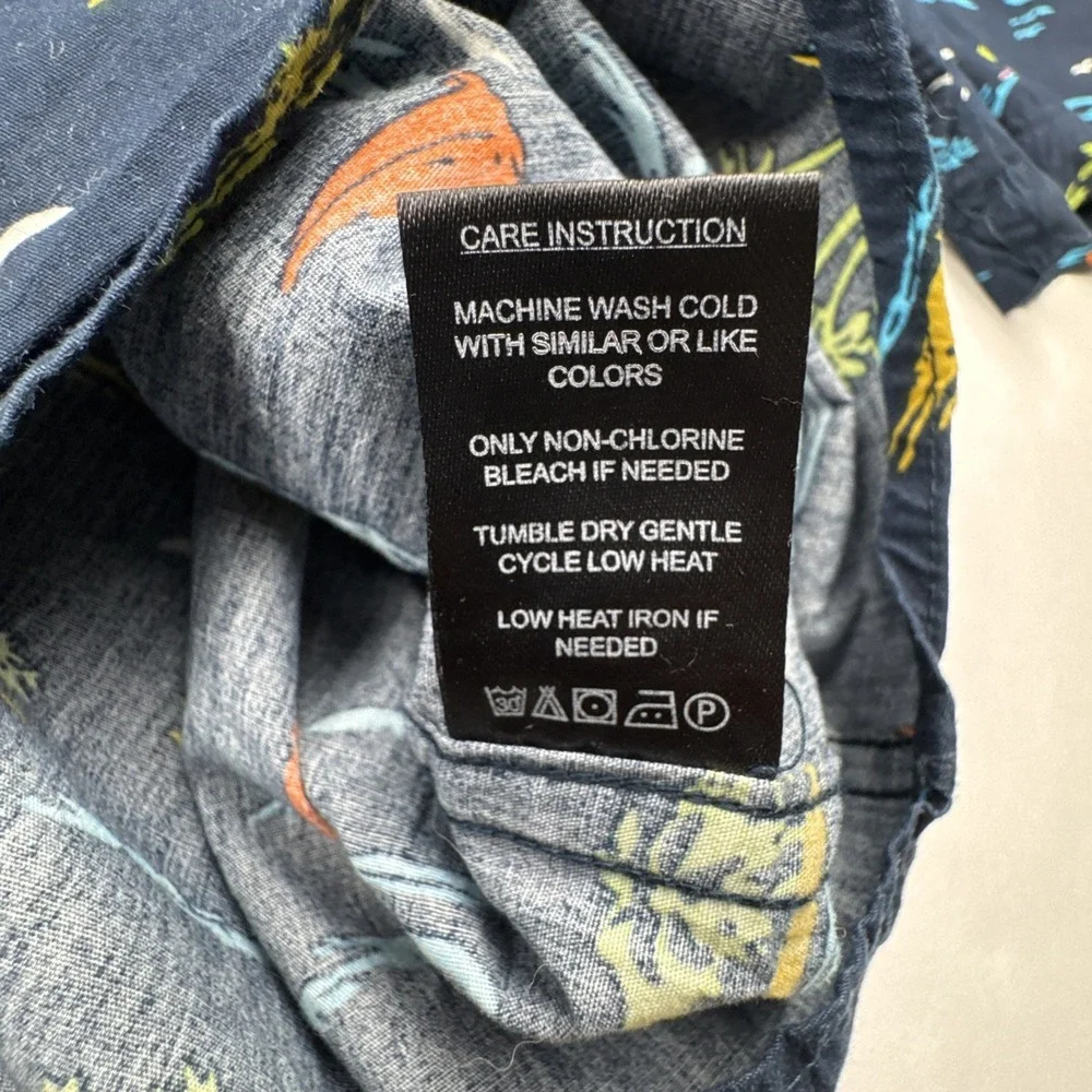 Denim‎ & Flower Shirt Tropical Island Sailboat Print Slim Fit Size XL Navy Blue - Picture 6 of 7